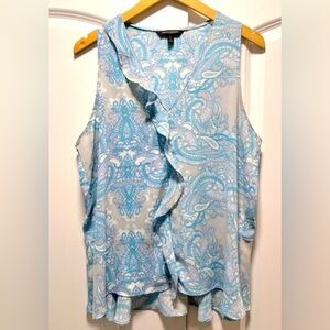 Like new! Banana Republic blue & grey paisley v-neck sleeveless peplum top